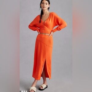 Daily Practice by Anthropologie Side-Button Skirt Orange Women's Size Small